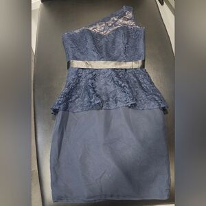 Size 8 navy blue, one sleeved lacy dress